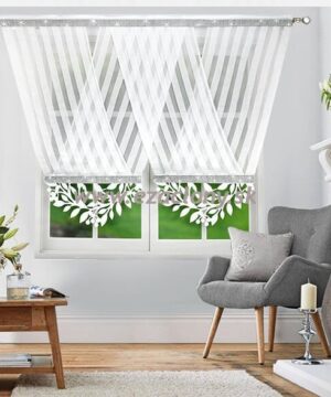 Ozdobný dvojitý záclonový V PANEL s pruhmi a zirkónami - 180 x 130 cm