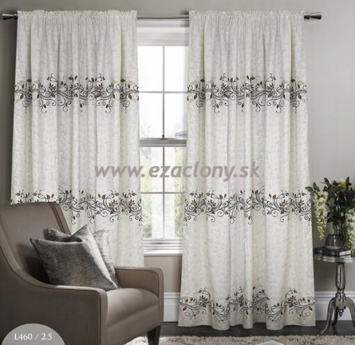 Set závesov LISTY - bledý s hnedými listami 2 x 145 x 250 cm