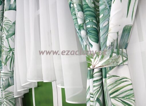 Hotový závesový set – záclona + závesy – zelený 400 x 155 cm - Image 3