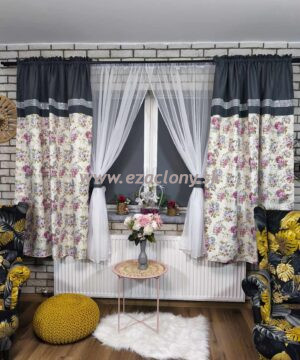 Hotový závesový set ANDREA – záclony + závesy – grafitová