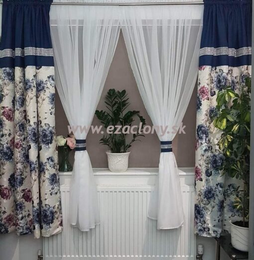 Hotový závesový set ANDREA – záclony + závesy – modrá