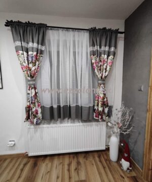 Hotový závesový set SCARLET – záclony + závesy – šedá