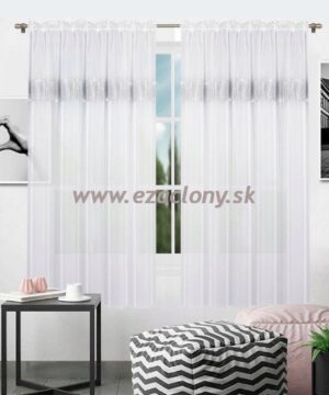Záclona BARBORA - biela so zirkónom - 2 x 145 x 160 cm