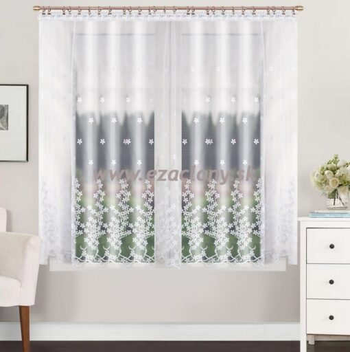 Hotová záclona ALEGRIA s vyšívanými kvietkami- 400 x 180 cm