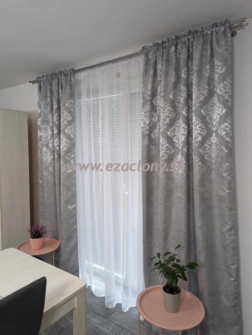 Závesy ORNAMENT na riasiacej páske- 2 x 150 x 250 cm - ŠEDÉ