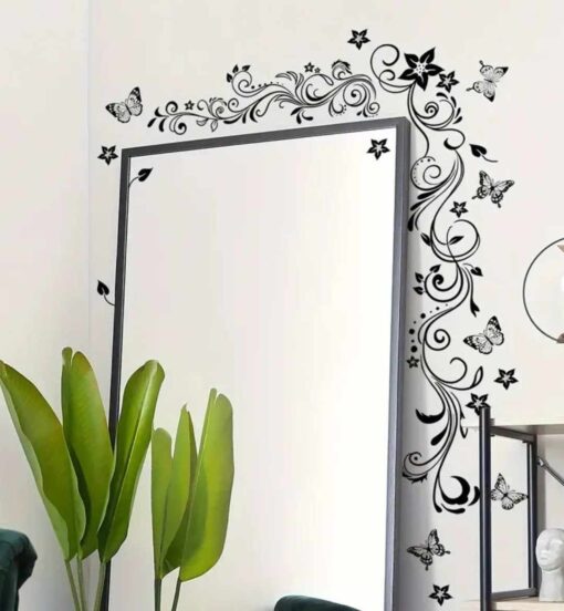Nálepky na stenu - čierne ornamenty s motýlmi - Image 3