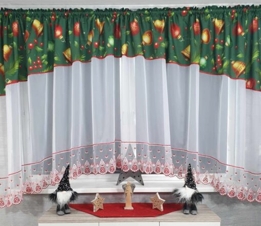 Vianočná záclona JINGLE 2 - 400 x 160 cm - zelená