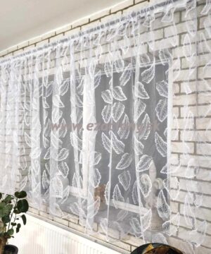 Krátka biela vyšívaná záclona IVANA – 400 x 150 cm - VZOR 7098