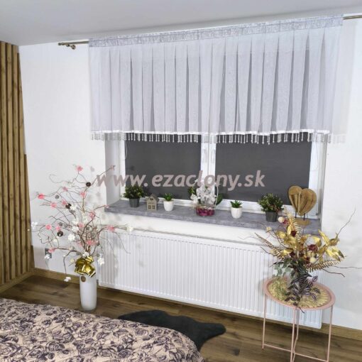 Biela záclona s kryštálmi TABITA - 200 x 90 cm