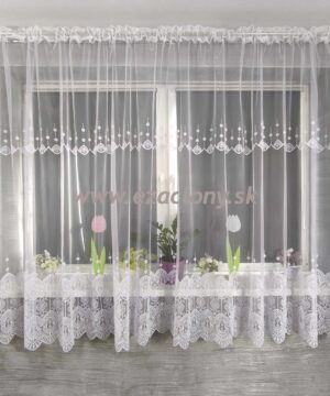 Krátka biela vyšívaná záclona IVANA – 400 x 180 cm