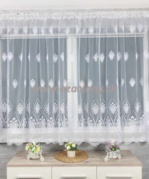 Krátka biela vyšívaná záclona IVANA – 400 x 150 cm - VZOR 7036