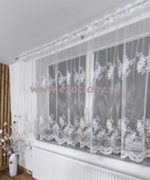 Krátka biela vyšívaná záclona IVANA – 400 x 150 cm - VZOR 3778