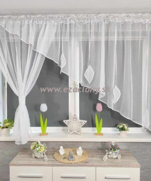 Hotová záclona LIMA 370 x 150 cm - BIELA - ľavá strana