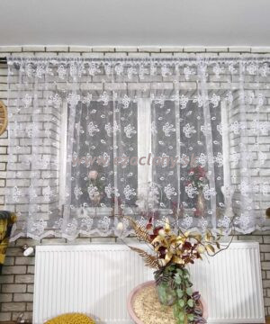 Krátka biela vyšívaná záclona IVANA – 400 x 150 cm - VZOR 7136