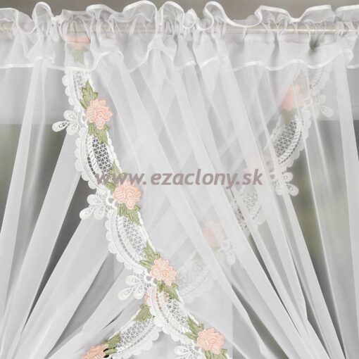 Krátka záclona ZAMIA s krajkou rose - 400 x 160 cm - Image 2