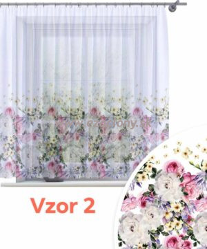 Kvetinová farebná záclona PRUE - 300 x 150 cm - VZOR 02