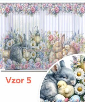 Kvetinová farebná záclona PRUE - 300 x 150 cm - VZOR 05