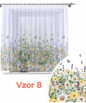 Kvetinová farebná záclona PRUE - 200 x 150 cm - VZOR 08