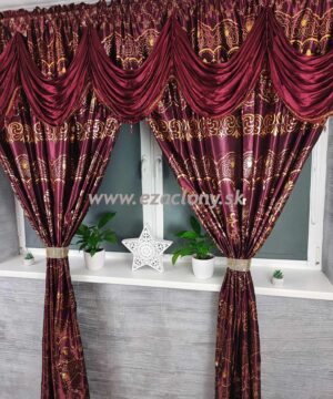 Luxusný záves ŠEHEREZÁDA - 300 x 250 cm - bordový so zlatým vzorom