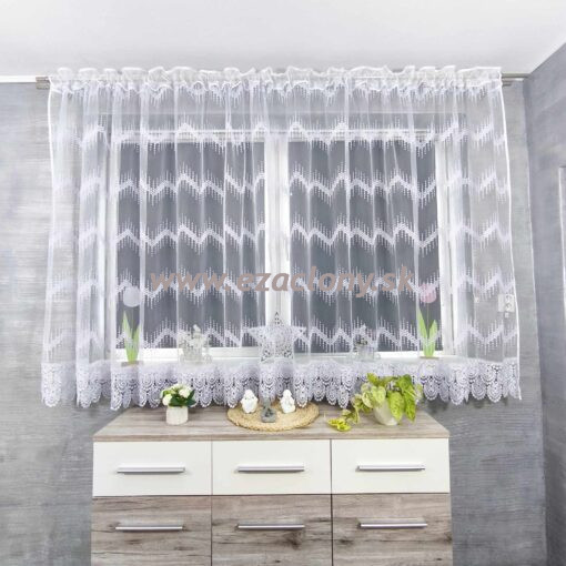 Vyšívaná záclona LEONA s krajkou - 400 x 160 cm - vzor 5406